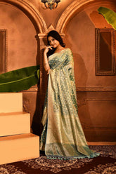 Pastel Blue Banarasi Tissue Handloom Saree